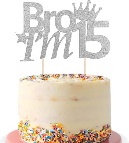 1Pcs 15th Birthday Cake Topper Blue Glitter Bro I'm 15 Birthday Cake Pick Cheers to 15 Years Old Fifteen Fabulous Cake Decorations for 15th Birthday Theme Party Supplies(Blue) (Blue) in Saudi Arabia