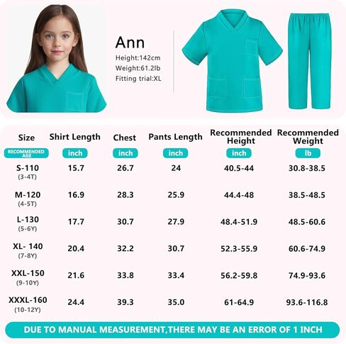 زي طبيب الأطفال، فستان تنكري للهالوين، مجموعة تنظيف الممرضة هدية للأولاد والبنات من عمر 3 إلى 12 سنة 6 قطع in Kuwait