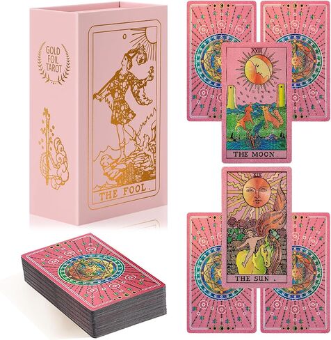 Tarot Cards，Tarot Cards With Guide Book Waterproof Tarot Cards Tarot Gold Foil Tarot Cards for Beginners Tarot Deck Tarot Cards with Meanings on Them Rider Waite Tarot Deck Tarrot Tarot Decks in Saudi Arabia