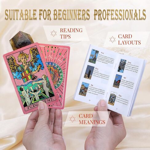 Tarot Cards，Tarot Cards With Guide Book Waterproof Tarot Cards Tarot Gold Foil Tarot Cards for Beginners Tarot Deck Tarot Cards with Meanings on Them Rider Waite Tarot Deck Tarrot Tarot Decks in Saudi Arabia