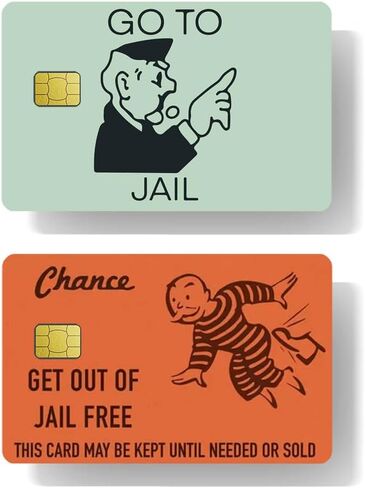 قطعتان من ملصق بطاقة الائتمان المجانية للخروج من السجن - ملصق بطاقة الخصم الائتماني Go To Jail وملصقات بطاقات الائتمان الممتعة لحماية فريدة من ملصقات بطاقات الخصم من الفينيل in Kuwait