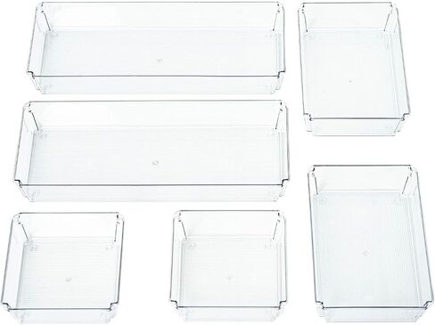 6 Pack Large Clear Plastic Drawer Organizer Trays, Drawer Organizers and Storage Dividers, Non-Slip Storage Bins for Jewelry, Snacks, Office, Bathroom, Bedroom and Kitchen in Saudi Arabia