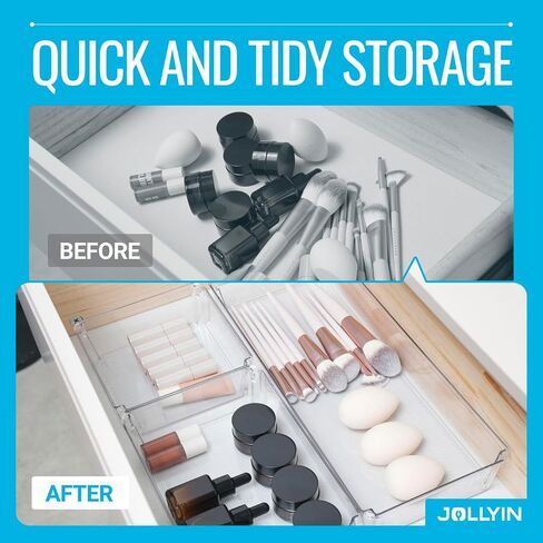 6 Pack Large Clear Plastic Drawer Organizer Trays, Drawer Organizers and Storage Dividers, Non-Slip Storage Bins for Jewelry, Snacks, Office, Bathroom, Bedroom and Kitchen in Saudi Arabia