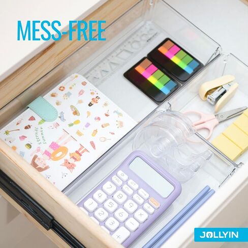 6 Pack Large Clear Plastic Drawer Organizer Trays, Drawer Organizers and Storage Dividers, Non-Slip Storage Bins for Jewelry, Snacks, Office, Bathroom, Bedroom and Kitchen in Saudi Arabia