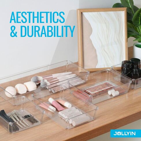 6 Pack Large Clear Plastic Drawer Organizer Trays, Drawer Organizers and Storage Dividers, Non-Slip Storage Bins for Jewelry, Snacks, Office, Bathroom, Bedroom and Kitchen in Saudi Arabia
