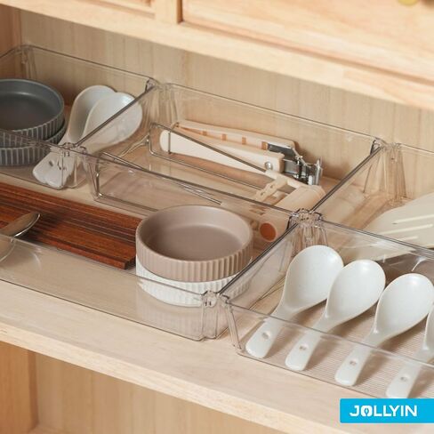 6 Pack Large Clear Plastic Drawer Organizer Trays, Drawer Organizers and Storage Dividers, Non-Slip Storage Bins for Jewelry, Snacks, Office, Bathroom, Bedroom and Kitchen in Saudi Arabia