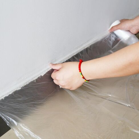 TopSoon Pre-Taped Masking Film 21.6 inches x 65.6 feet Painters Plastic Sheeting Roll with Tape- Easy to Apply, Durable and Versatile Protection for Painting, Renovation, and More in Saudi Arabia