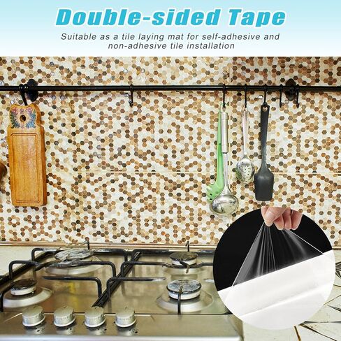 Adhesive Tile Setting Mat Double Sided Tape Sheet Tile 16 Sq ft Adhesive Tile Mat Wide Large Tape for Crafts DIY Projects Arts Wall Decor Home Decoration(12 x 300 Inch) in Saudi Arabia