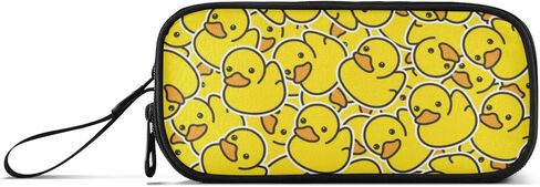 Big Capacity Pencil Case 3 Compartments Pen Case Canvas Bag Dog Alphabet Animal Make-up Pen Pouch for Office College School Kids Teens Student (Duck Ducky Animal Yellow) in Saudi Arabia