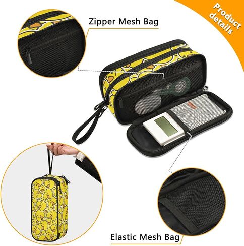 Big Capacity Pencil Case 3 Compartments Pen Case Canvas Bag Dog Alphabet Animal Make-up Pen Pouch for Office College School Kids Teens Student (Duck Ducky Animal Yellow) in Saudi Arabia