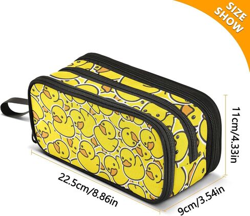 Big Capacity Pencil Case 3 Compartments Pen Case Canvas Bag Dog Alphabet Animal Make-up Pen Pouch for Office College School Kids Teens Student (Duck Ducky Animal Yellow) in Saudi Arabia
