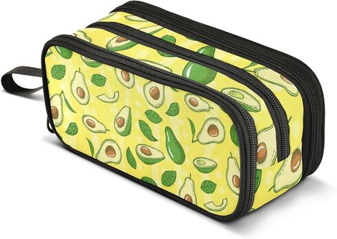 Big Capacity Pencil Case 3 Compartments Pen Case Canvas Bag Dog Alphabet Animal Make-up Pen Pouch for Office College School Kids Teens Student (Duck Ducky Animal Yellow) in Saudi Arabia
