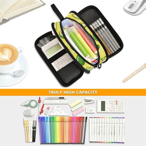 Big Capacity Pencil Case 3 Compartments Pen Case Canvas Bag Dog Alphabet Animal Make-up Pen Pouch for Office College School Kids Teens Student (Duck Ducky Animal Yellow) in Saudi Arabia