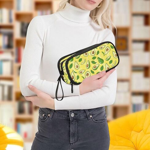 Big Capacity Pencil Case 3 Compartments Pen Case Canvas Bag Dog Alphabet Animal Make-up Pen Pouch for Office College School Kids Teens Student (Duck Ducky Animal Yellow) in Saudi Arabia