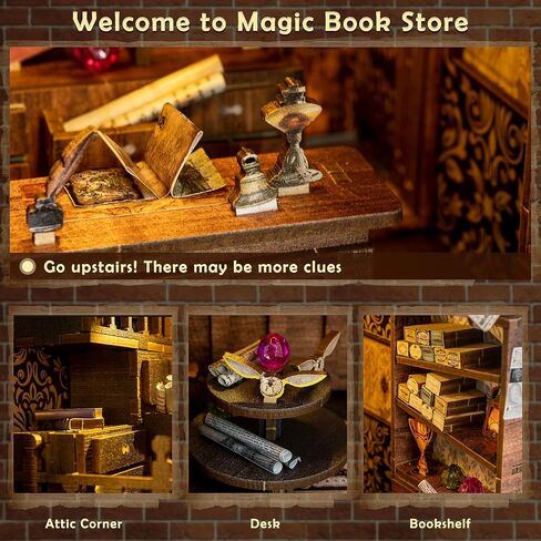 مجموعات زوايا كتب Wimlade للبالغين، لغز سفينة القراصنة ثلاثية الأبعاد DIY مجموعة منزل مصغرة لديكور رف الكتب، ألغاز خشبية للبالغين مع أضواء LED، هدايا الهالوين/عيد الميلاد للبالغين والمراهقين in Kuwait
