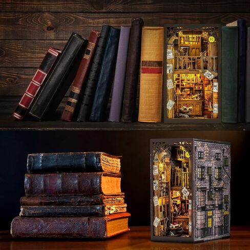 مجموعات زوايا كتب Wimlade للبالغين، لغز سفينة القراصنة ثلاثية الأبعاد DIY مجموعة منزل مصغرة لديكور رف الكتب، ألغاز خشبية للبالغين مع أضواء LED، هدايا الهالوين/عيد الميلاد للبالغين والمراهقين in Kuwait