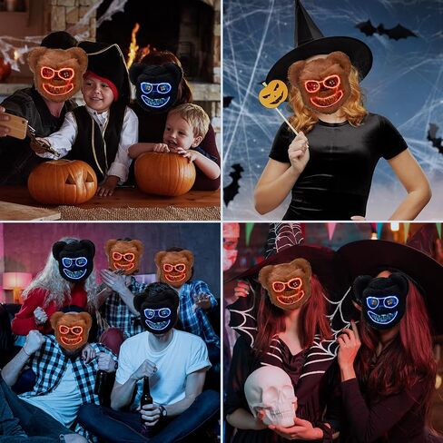 BADALU Led Mask, Halloween Mask LED Light up Mask Bear Scary Mask Bloody Plush Head Mask for Cosplay Halloween Costumes in Saudi Arabia
