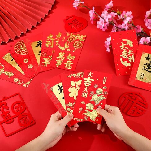 Zhanmai 54 Pcs Red Envelopes Chinese New Year Money Envelopes for Cash Christmas Lucky Money Hong Bao Red Pocket Fortune Gold Foil Envelopes for Snake 2025 Lunar Year Spring Festival Supplies(Bless) in Saudi Arabia