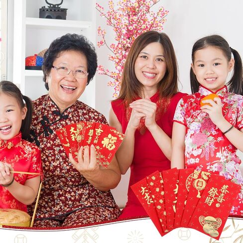 Zhanmai 54 Pcs Red Envelopes Chinese New Year Money Envelopes for Cash Christmas Lucky Money Hong Bao Red Pocket Fortune Gold Foil Envelopes for Snake 2025 Lunar Year Spring Festival Supplies(Bless) in Saudi Arabia