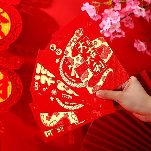 Zhanmai 54 Pcs Red Envelopes Chinese New Year Money Envelopes for Cash Christmas Lucky Money Hong Bao Red Pocket Fortune Gold Foil Envelopes for Snake 2025 Lunar Year Spring Festival Supplies(Bless) in Saudi Arabia
