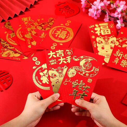 Zhanmai 54 Pcs Red Envelopes Chinese New Year Money Envelopes for Cash Christmas Lucky Money Hong Bao Red Pocket Fortune Gold Foil Envelopes for Snake 2025 Lunar Year Spring Festival Supplies(Bless) in Saudi Arabia