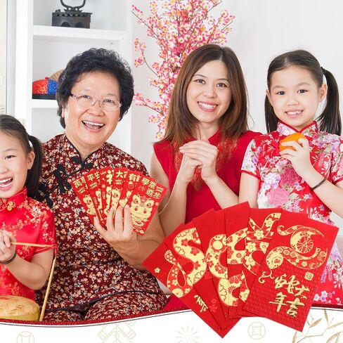 Zhanmai 54 Pcs Red Envelopes Chinese New Year Money Envelopes for Cash Christmas Lucky Money Hong Bao Red Pocket Fortune Gold Foil Envelopes for Snake 2025 Lunar Year Spring Festival Supplies(Bless) in Saudi Arabia