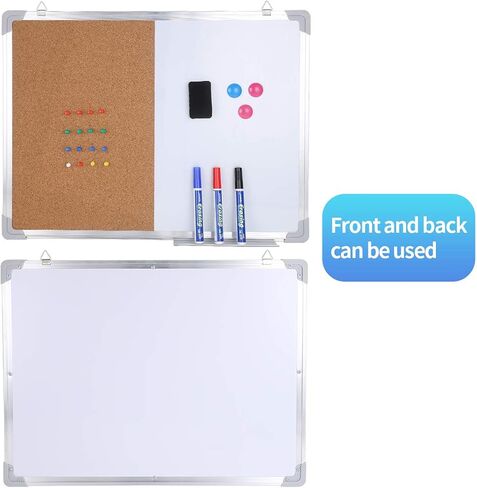 24“*18" Combo Boards Hanging Board Half Cork Half whiteboard for Home Office Desk Dry Erase with 1 Magnetic Dry Eraser, 3 Markers, 3 Magnets and 16 Thumb Tacks in Saudi Arabia