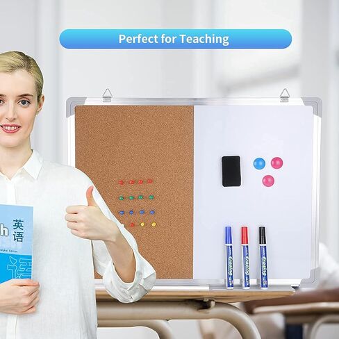 24“*18" Combo Boards Hanging Board Half Cork Half whiteboard for Home Office Desk Dry Erase with 1 Magnetic Dry Eraser, 3 Markers, 3 Magnets and 16 Thumb Tacks in Saudi Arabia