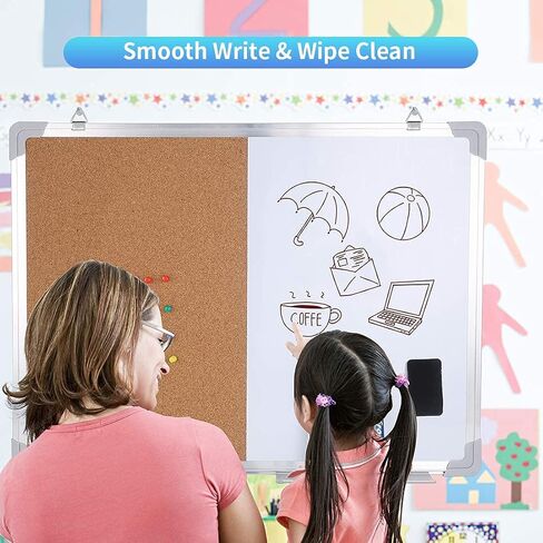 24“*18" Combo Boards Hanging Board Half Cork Half whiteboard for Home Office Desk Dry Erase with 1 Magnetic Dry Eraser, 3 Markers, 3 Magnets and 16 Thumb Tacks in Saudi Arabia