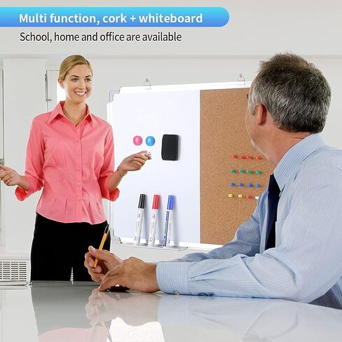 24“*18" Combo Boards Hanging Board Half Cork Half whiteboard for Home Office Desk Dry Erase with 1 Magnetic Dry Eraser, 3 Markers, 3 Magnets and 16 Thumb Tacks in Saudi Arabia