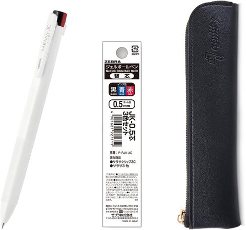 ZEBRA SARASA Clip 3C Cleanness 0.5mm Multicolor Pen & Refills (Black, Blue, Red), qullity original Black slim pen case in Kuwait