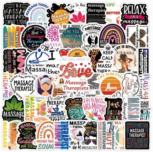 مجموعة 60 قطعة من ملصقات المعالجين بالتدليك، ملصقات جمالية مقاومة للماء من الفينيل لزجاجة المياه، والكمبيوتر المحمول، والهاتف، ولوح التزلج، وسجل القصاصات، وممتص الصدمات للأطفال والمراهقين والبالغين من أجل ديكور مستلزمات الحفلات in Kuwait