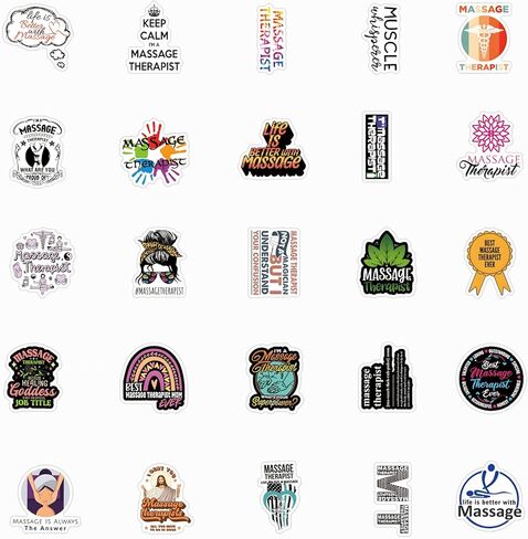 مجموعة 60 قطعة من ملصقات المعالجين بالتدليك، ملصقات جمالية مقاومة للماء من الفينيل لزجاجة المياه، والكمبيوتر المحمول، والهاتف، ولوح التزلج، وسجل القصاصات، وممتص الصدمات للأطفال والمراهقين والبالغين من أجل ديكور مستلزمات الحفلات in Kuwait