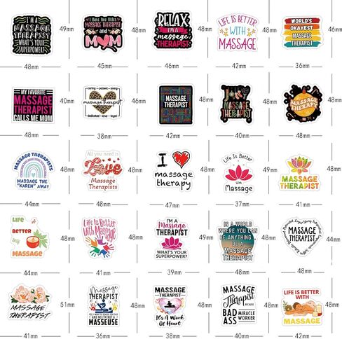 مجموعة 60 قطعة من ملصقات المعالجين بالتدليك، ملصقات جمالية مقاومة للماء من الفينيل لزجاجة المياه، والكمبيوتر المحمول، والهاتف، ولوح التزلج، وسجل القصاصات، وممتص الصدمات للأطفال والمراهقين والبالغين من أجل ديكور مستلزمات الحفلات in Kuwait