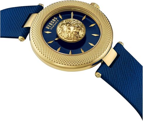 ساعة عصرية للنساء من مجموعة Versus Versace Brick Lane Lion تتميز بحزام جلدي قابل للتعديل ومينا بأشعة الشمس in Kuwait