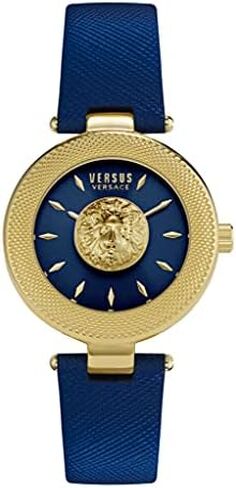 ساعة عصرية للنساء من مجموعة Versus Versace Brick Lane Lion تتميز بحزام جلدي قابل للتعديل ومينا بأشعة الشمس in Kuwait