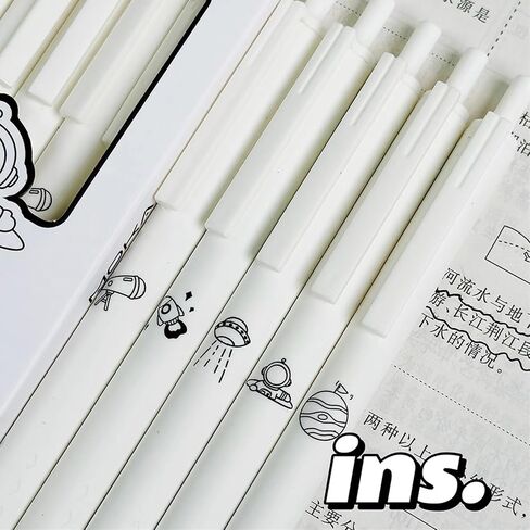 5 Pcs Gel Ink Pens Retractable Pens Black Ink Pens 0.5mm Smooth Writing Pens Office School Supplies Women Girl Men Boy (White Space) in Saudi Arabia