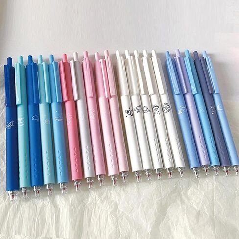 5 Pcs Gel Ink Pens Retractable Pens Black Ink Pens 0.5mm Smooth Writing Pens Office School Supplies Women Girl Men Boy (White Space) in Saudi Arabia