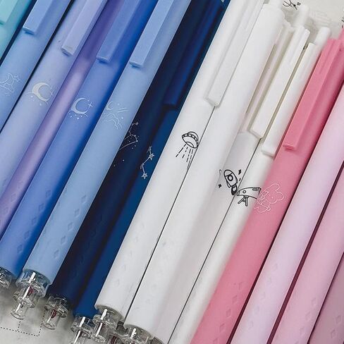 5 Pcs Gel Ink Pens Retractable Pens Black Ink Pens 0.5mm Smooth Writing Pens Office School Supplies Women Girl Men Boy (White Space) in Saudi Arabia