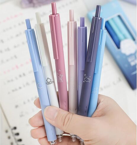 5 Pcs Gel Ink Pens Retractable Pens Black Ink Pens 0.5mm Smooth Writing Pens Office School Supplies Women Girl Men Boy (White Space) in Saudi Arabia