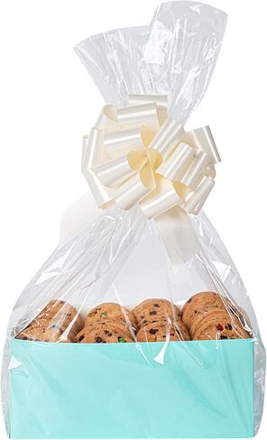 Restaurantware Bag Tek 12 x 4 x 20 Inch Gift Basket Bags 10 Bags For Part Favors - With Gusseted Sides Disposable Clear Plastic Basket Bags For Wedding Or Party Gifts in Saudi Arabia