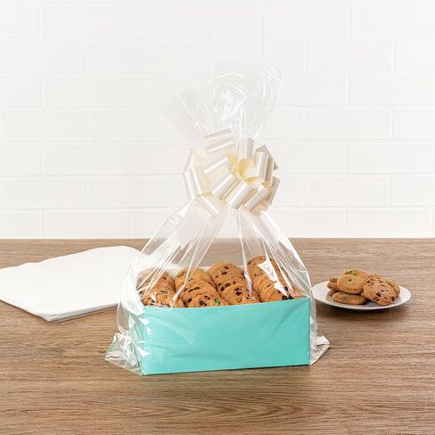Restaurantware Bag Tek 12 x 4 x 20 Inch Gift Basket Bags 10 Bags For Part Favors - With Gusseted Sides Disposable Clear Plastic Basket Bags For Wedding Or Party Gifts in Saudi Arabia