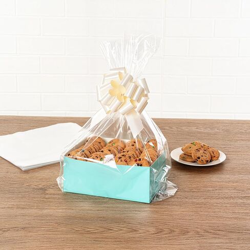Restaurantware Bag Tek 12 x 4 x 20 Inch Gift Basket Bags 10 Bags For Part Favors - With Gusseted Sides Disposable Clear Plastic Basket Bags For Wedding Or Party Gifts in Saudi Arabia