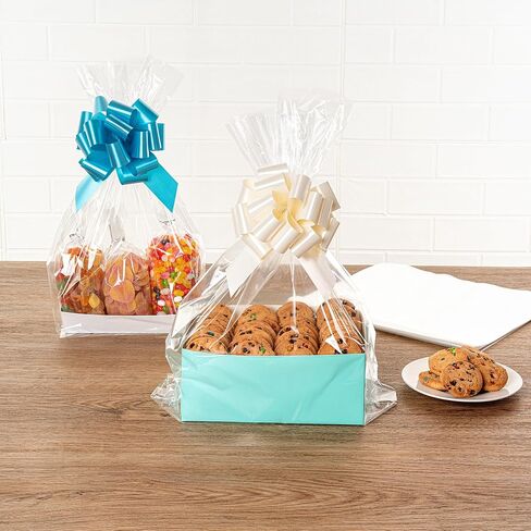 Restaurantware Bag Tek 12 x 4 x 20 Inch Gift Basket Bags 10 Bags For Part Favors - With Gusseted Sides Disposable Clear Plastic Basket Bags For Wedding Or Party Gifts in Saudi Arabia