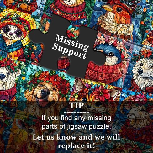 Stained Glass Puzzle Christmas Puzzles 1000 Pieces for Adults, Mosaic Holiday Puzzles Animal Dog Cat Flower Crown, Impossible Hard Difficult Challenging Jigsaw Puzzles, Colorful Xmas Collage Puzzle in Saudi Arabia