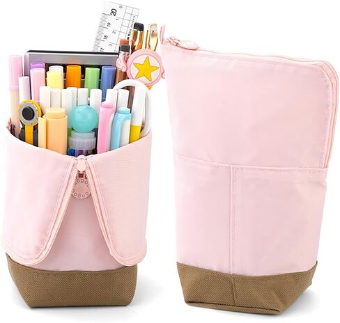 Rolin Roly Eversion Pencil Case Stand up Pencil Holder Pencil Pouch Nylon twill Pencil Case Cosmetics Pouch with Zipper Makeup Bag Case (Black) in Saudi Arabia
