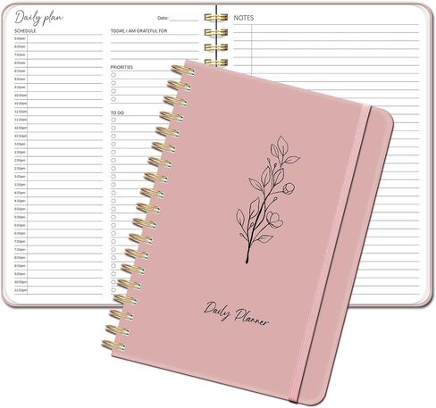 Daily Planner To Do List Notebook with Hourly Schedule, Undated Spiral Appointment Planner to Organize Your Daily Task and Appointment, School or Office Supplies for Women & Men, 7.5"x10", Green in Saudi Arabia
