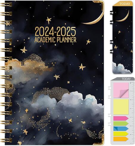 مخطط السنة الأكاديمية 2024-2025: (يونيو 2024 حتى يوليو 2025) 5.5 بوصة × 8 بوصة مخطط يومي وأسبوعي وشهري وجدول أعمال سنوي. مجموعة الإشارة المرجعية ومجلد الجيب والملاحظات اللاصقة (الحلم الكوني) in Kuwait