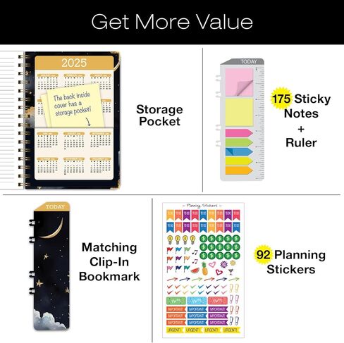 مخطط السنة الأكاديمية 2024-2025: (يونيو 2024 حتى يوليو 2025) 5.5 بوصة × 8 بوصة مخطط يومي وأسبوعي وشهري وجدول أعمال سنوي. مجموعة الإشارة المرجعية ومجلد الجيب والملاحظات اللاصقة (الحلم الكوني) in Kuwait