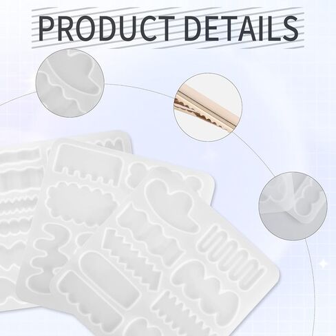 Hair Clip Silicone Molds for Resin Casting, Multi-style DIY Hair Clips Resin Molds with 10 Golden Hair Clip Accessories, Hairpin Molds for Epoxy Resin Casting Resin Hair Clips Mold for Hair Pin Making in Saudi Arabia